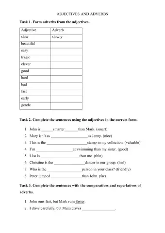 Adjectives and adverbs