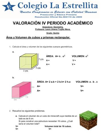 Valoracion academica 5º Geometria