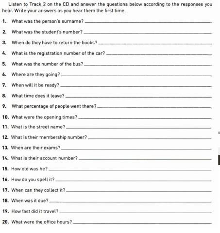 Listening IELTS part 1