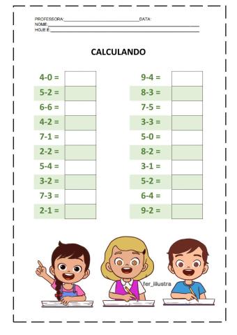 Calculando subtração
