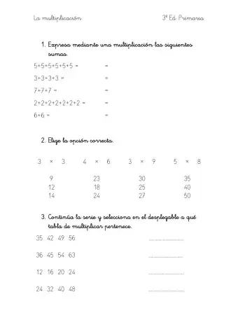 Multiplicación 3º Primaria