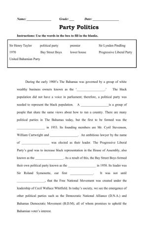 Party Politics In the Bahamas