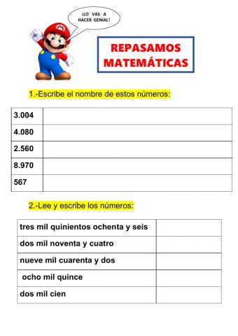 Repaso numeración