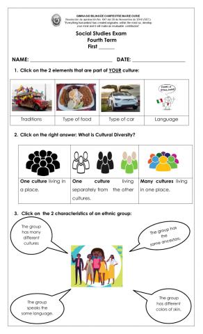 Social Studies First Grade Exam