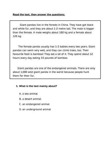 Reading comprehension