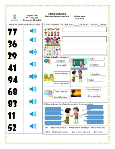 Trimestre 1 Third Grade