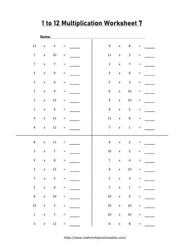 Multiplication worksheet 2