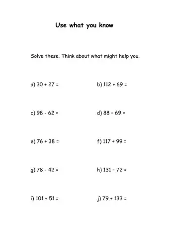 Mental addition and subtraction