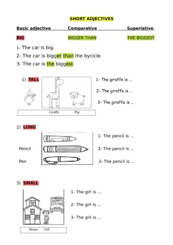 Make positive, comparative and superlative sentences - Look at the example.