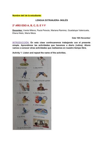 Present Simple Free time