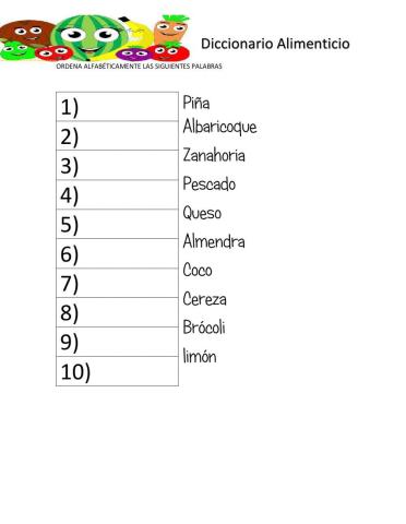 Diccionario alimenticio