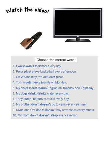 Present Simple Positive and Negative Forms