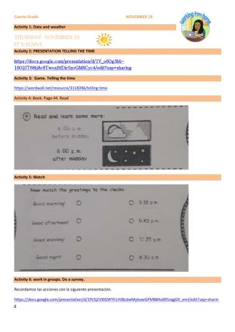 4th grade november 19