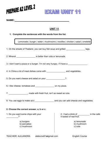 EXAM UNIT 11 PREPARE A2