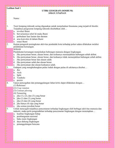 Latihan UTBK GEOGRAFI