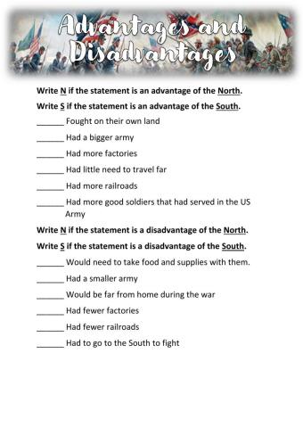 Civil War-Advantages and Disadvantages