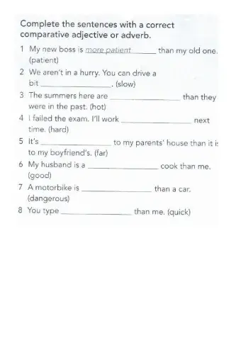 Comparative adjectives and adverbs