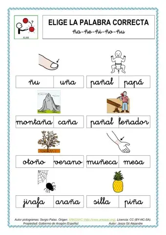 Elige la palabra correcta.ÑA ÑE ÑI ÑO ÑU