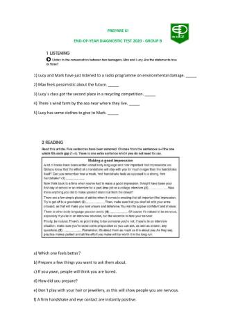 End of year diagnostic test  group B