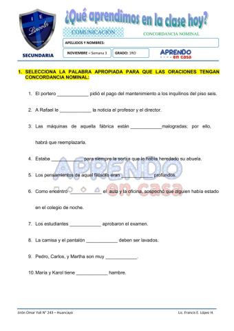 Prac. Concordancia Nominal