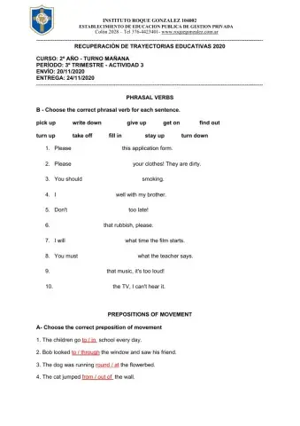 Phrasal verbs & Prepositions of Movement