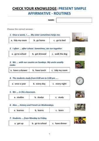 Routines  - Present Simple Affirmative