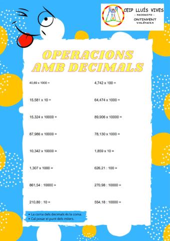 Operacions amb decimals