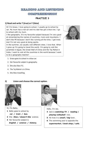 Reading and Listening Comprehension 3