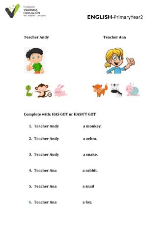 English Y2 Animals and has got