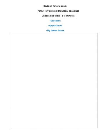 Giving opinion Choose a topic