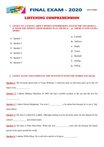 Sports - Listening Comprehension - Final Exam (Pre-Int)