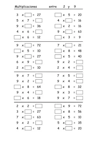Repaso tablas multiplicar