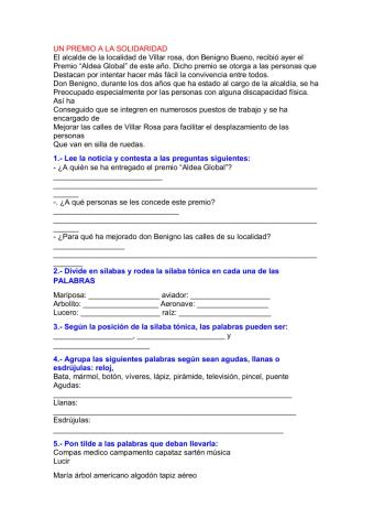 Un premio a la solidaridad