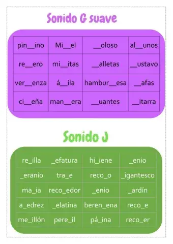Ortografía 3ºEP-Sonido G suave-Sonido J