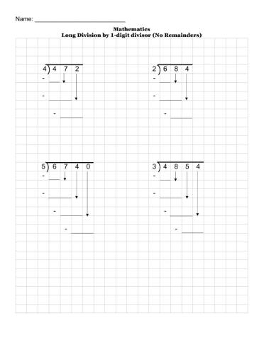 Long Division without remainder