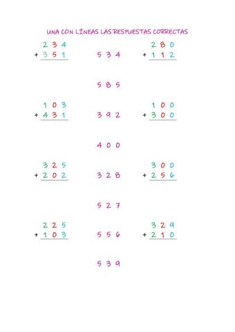 Sumas de centenas sin llevadas