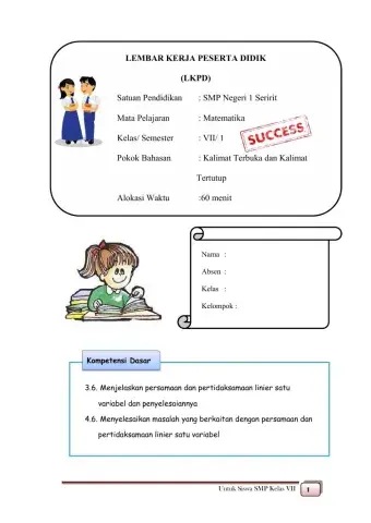 LKPD Kalimat Terbuka