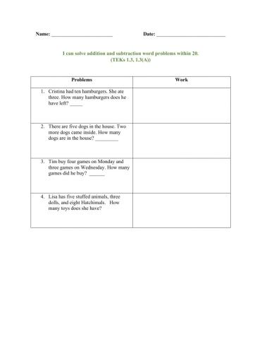 Math Texas TEK 1.3A-Advanced