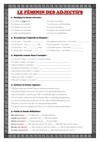Féminin des adjectifs