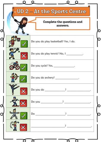 4º UD 2 - At the Sports Centre Ficha 5
