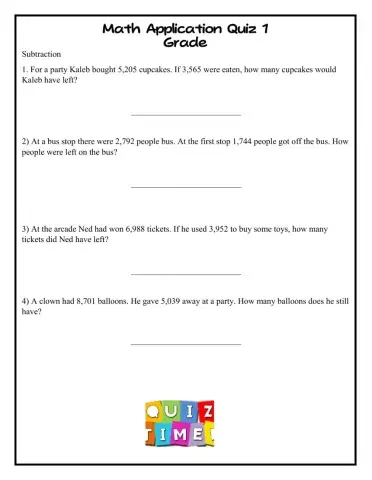 Subtraction quiz 1 g6