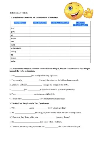Irregular verbs and Tenses ( Present and Past)