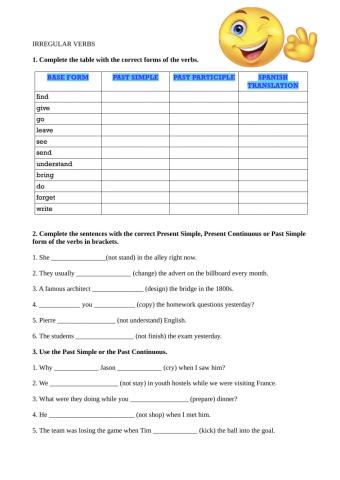 Irregular verbs and Tenses ( Present and Past)