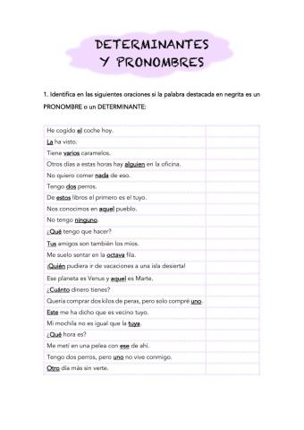 Determinantes y pronombres