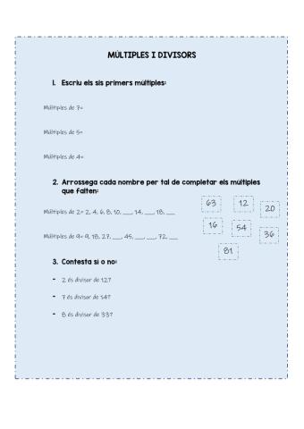 Múltiples i divisors