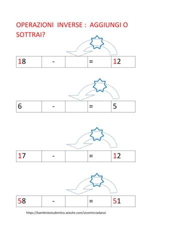 Operazioni inverse: addizioni e sottrazioni