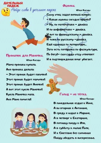 Стихи на дательный падеж.