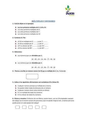 Múltiplos y divisores