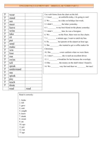 Irregular verbs - part 1 (English File Elementary)