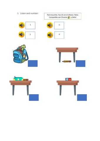 School objects, have got and prepositions